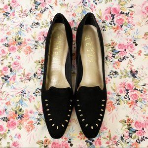 Vintage Selby Comfort Flex 1” Heel Studded Suede